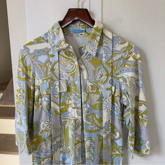 J McLaughlin Brynn Mini Dress in Blue and Green - Picture 3 of 8